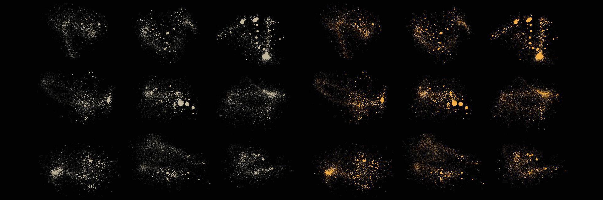 Confetti abstract gold glitter and white color splatter splash texture luxury background set vector