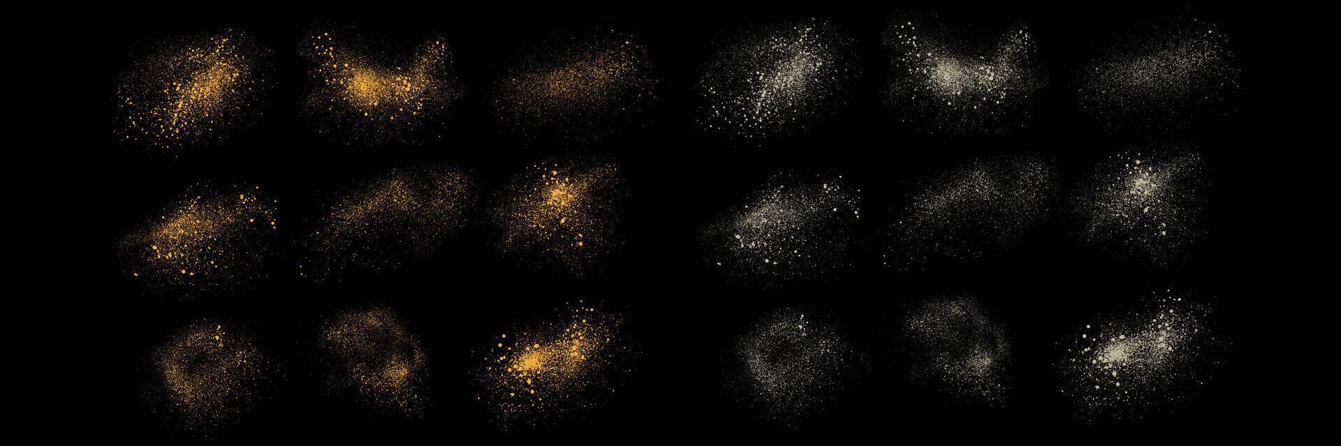 Isolated white color grunge texture and gold glitter design element set vector