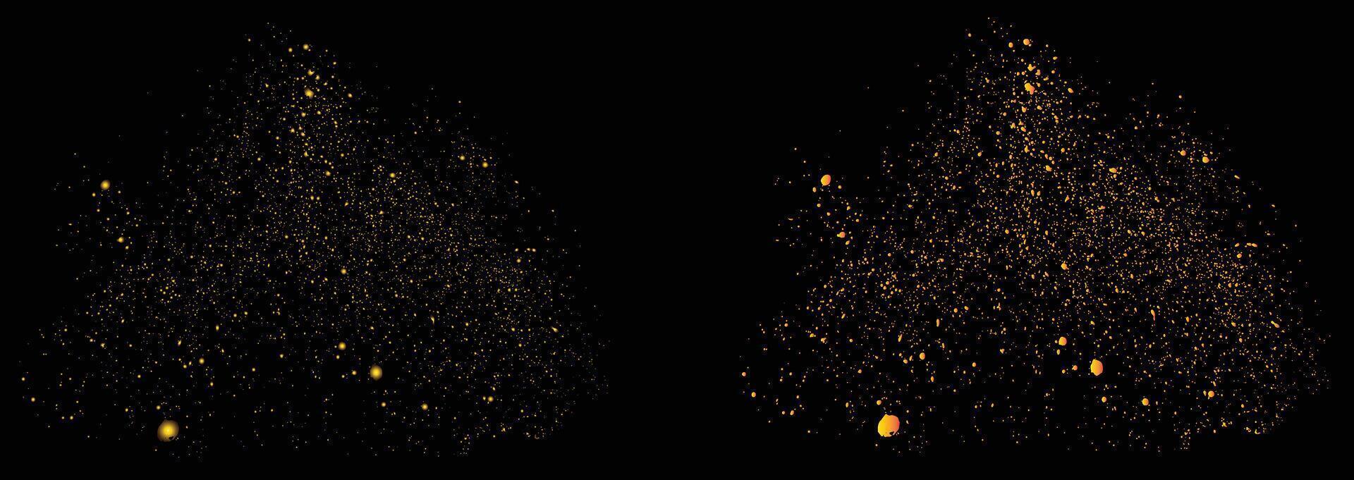 set of grunge texture confetti glowing gold glitter festive background vector