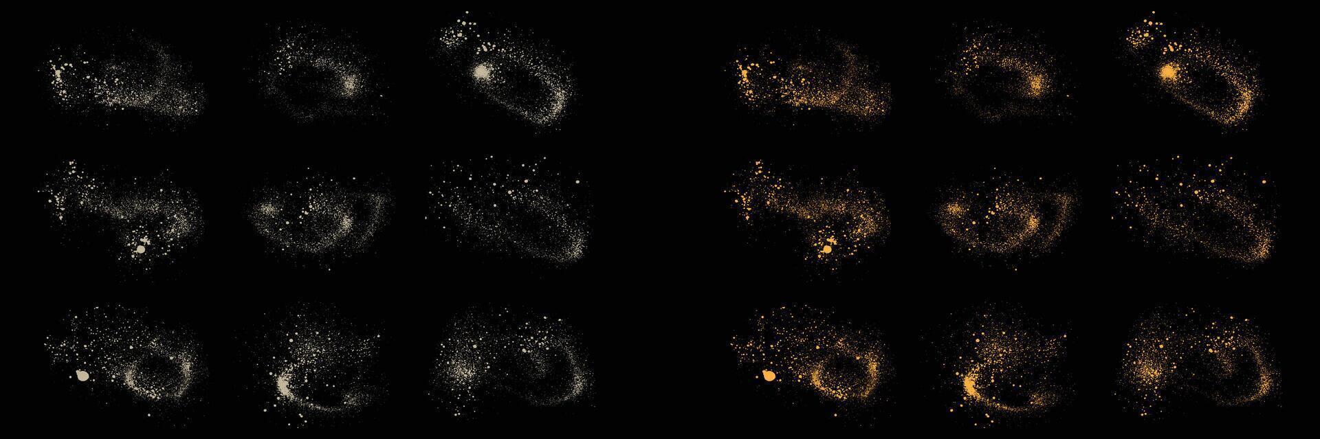Set of abstract luxury gold glitter and white color splatter texture element illustration vector