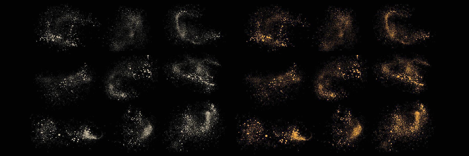 Set of white color grunge texture and confetti shiny gold glitter background design element vector