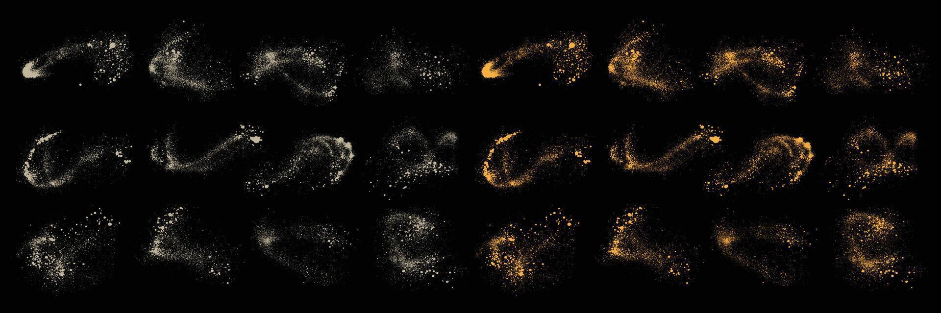 set of gradient luxury gold glitter grunge texture on a black background vector