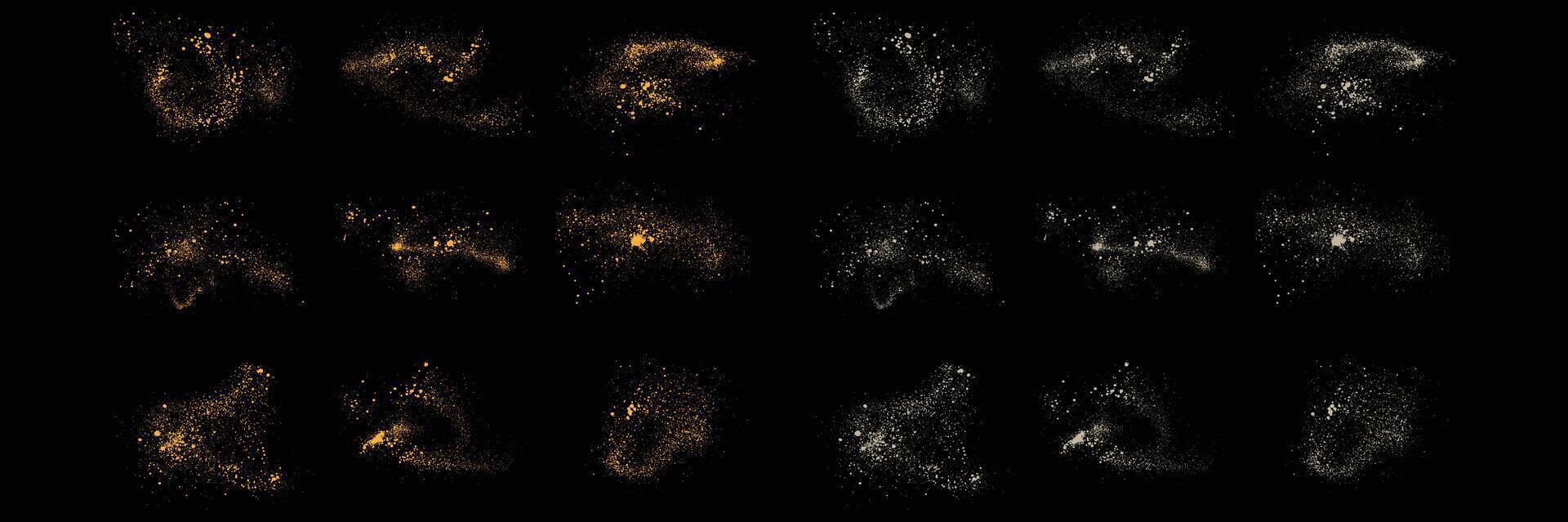 gold glitter effect and white color splatter texture abstract background set vector