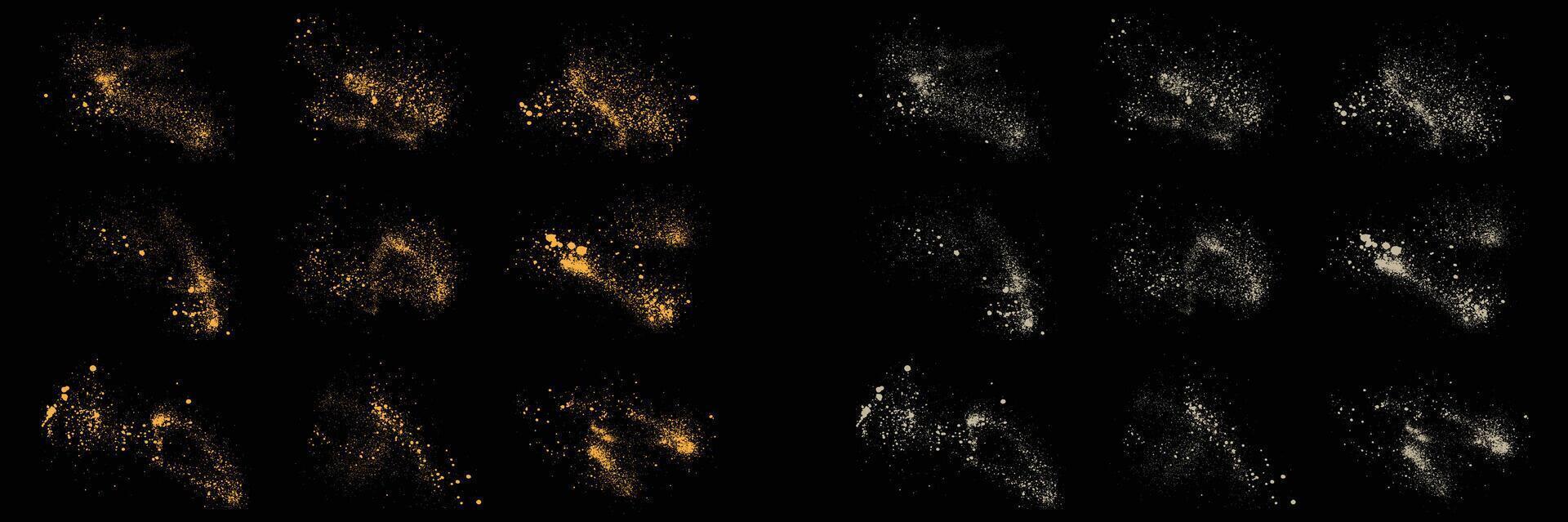 Abstract set of gold glitter confetti and white color grunge texture background vector