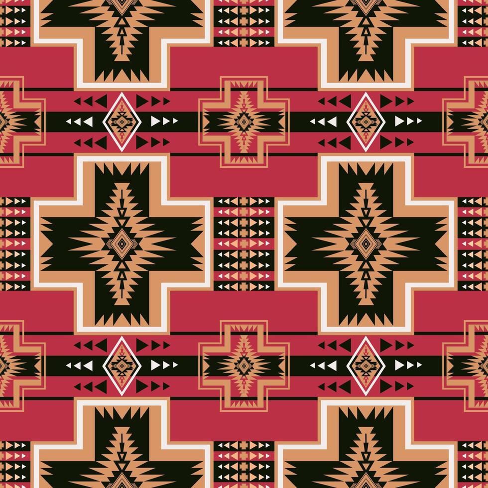 Colorful Native American geometric pattern. Colorful aztec southwestern geometric shape seamless pattern. Ethnic geometric pattern use for textile, home decoration elements, upholstery, etc. vector