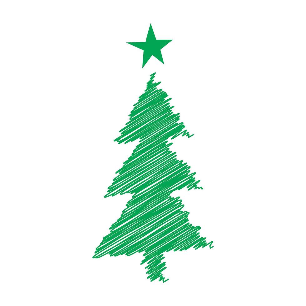 Childish Christmas tree decoration hand drawn doodle element clipart vector