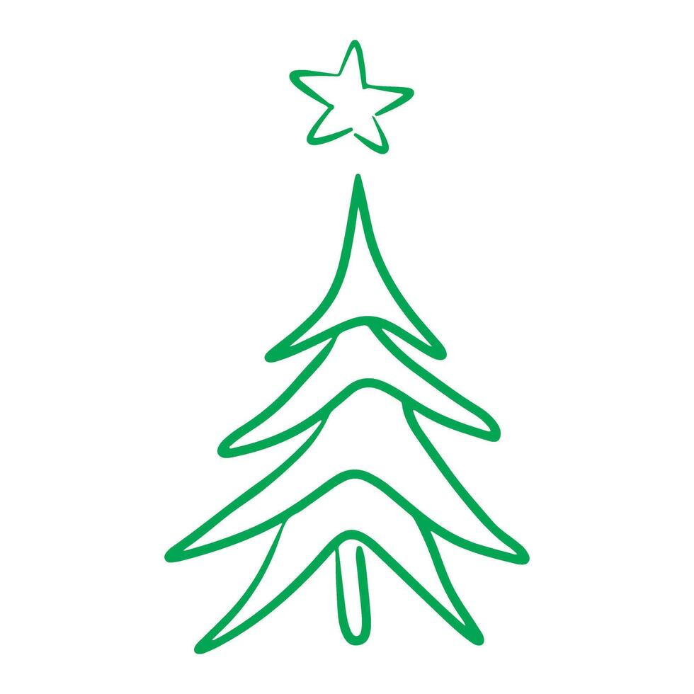 Childish Christmas tree decoration hand drawn doodle element clipart vector