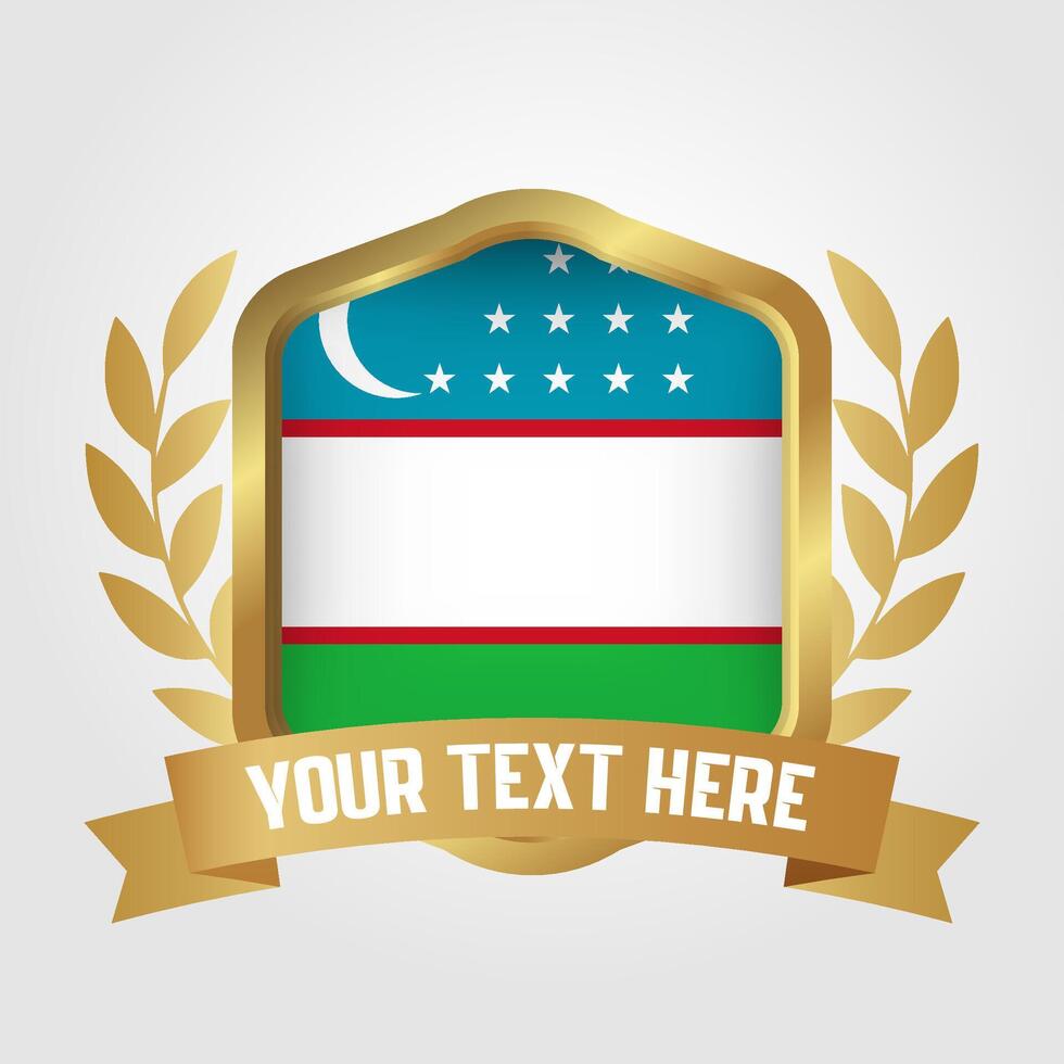 Golden Luxury Uzbekistan Badge Design vector