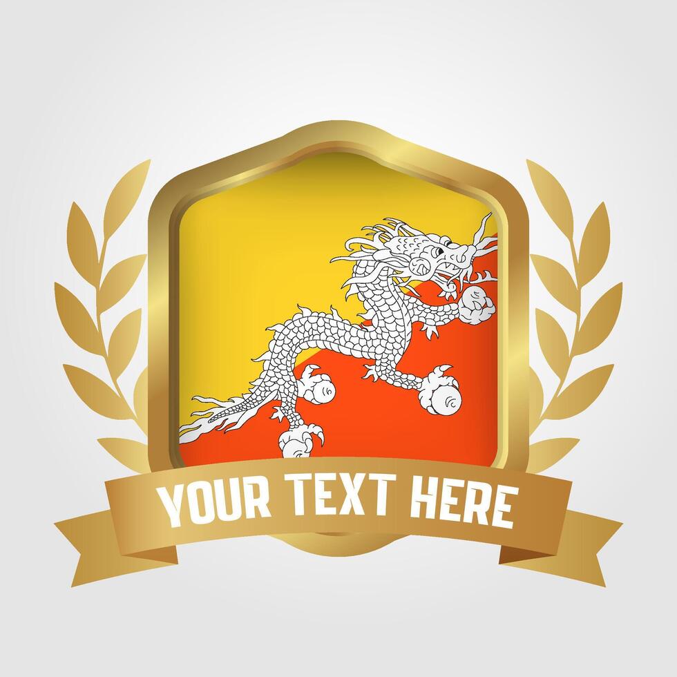 Golden Luxury Bhutan Badge Design vector