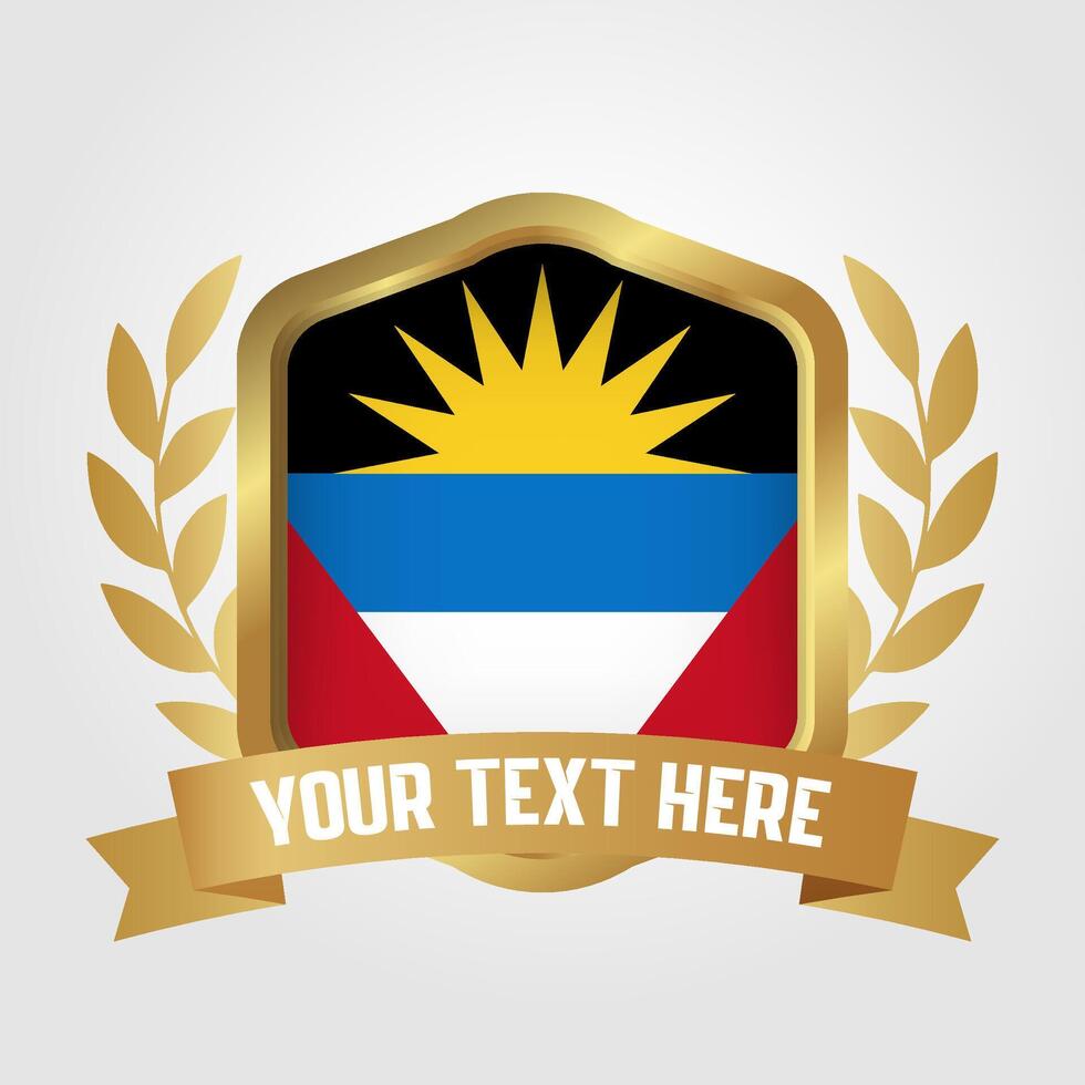 Golden Luxury Antigua and Barbuda Badge Design vector