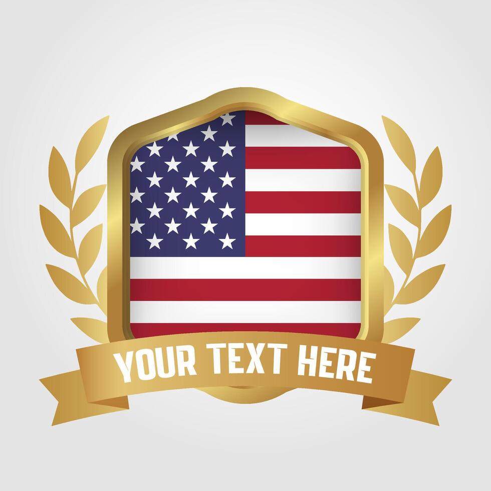 Golden Luxury USA Badge Design vector