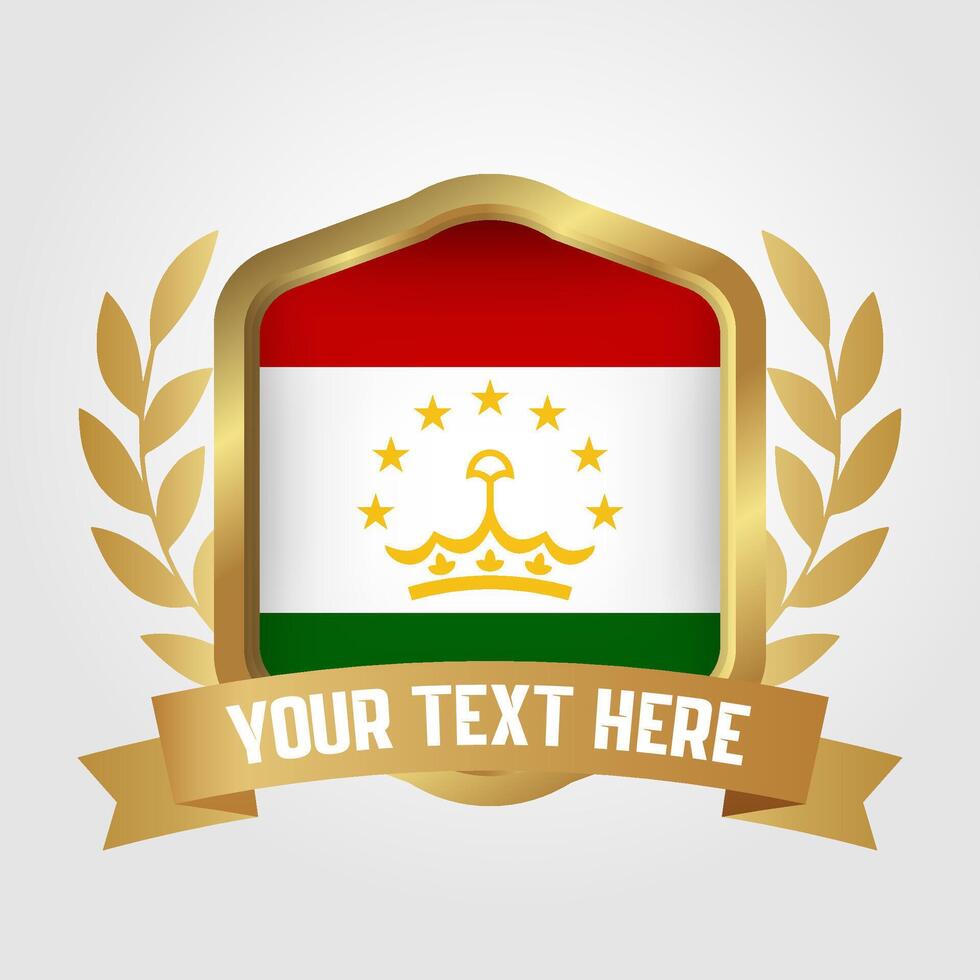 Golden Luxury Tajikistan Badge Design vector