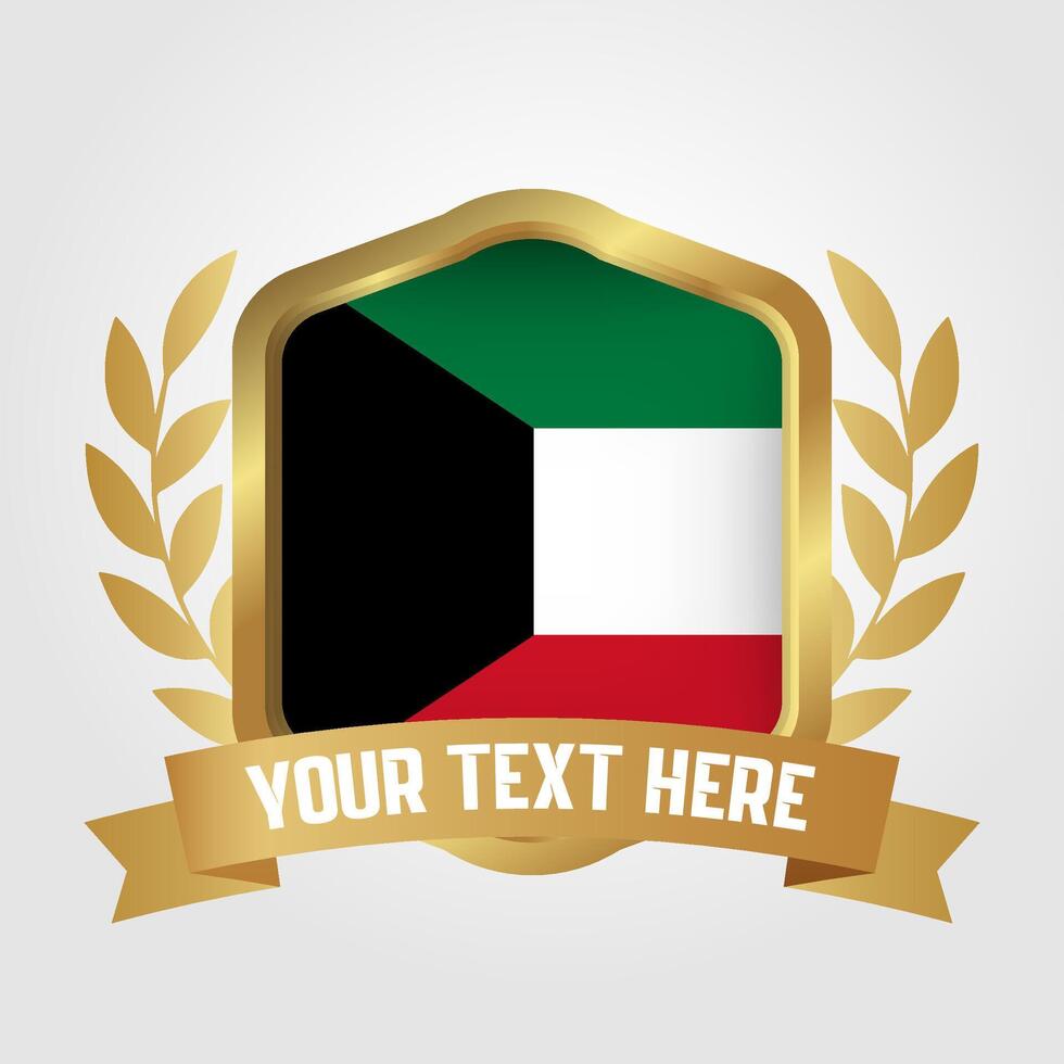 Golden Luxury Kuwait Badge Design vector