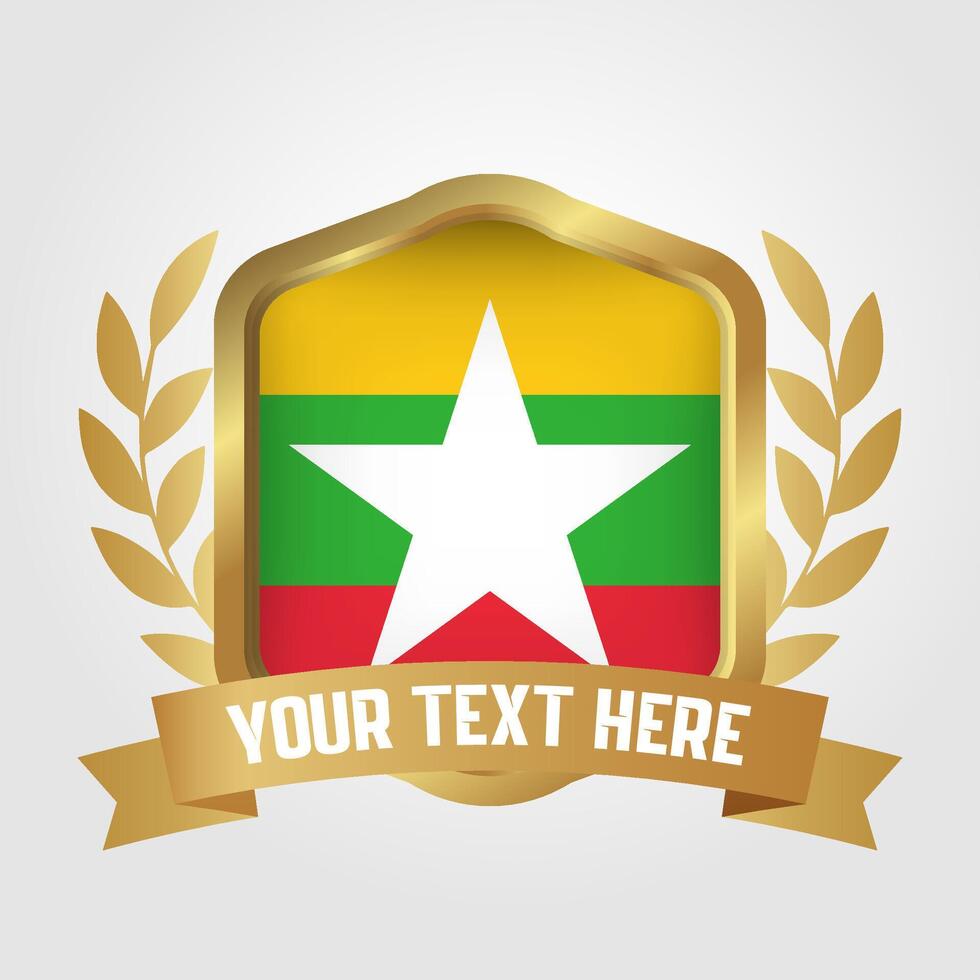Golden Luxury Myanmar Badge Design vector