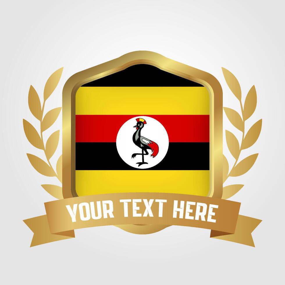 Golden Luxury Uganda Badge Design vector