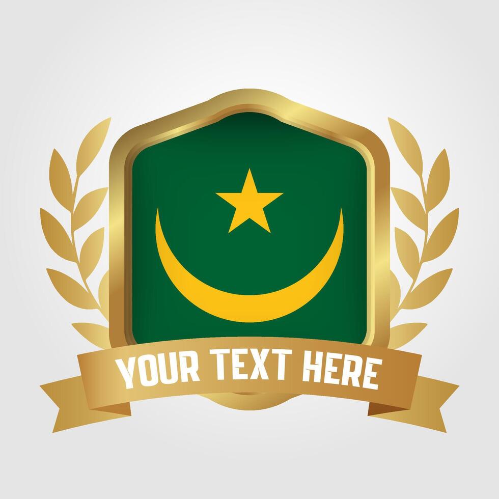 Golden Luxury Mauritania Badge Design vector