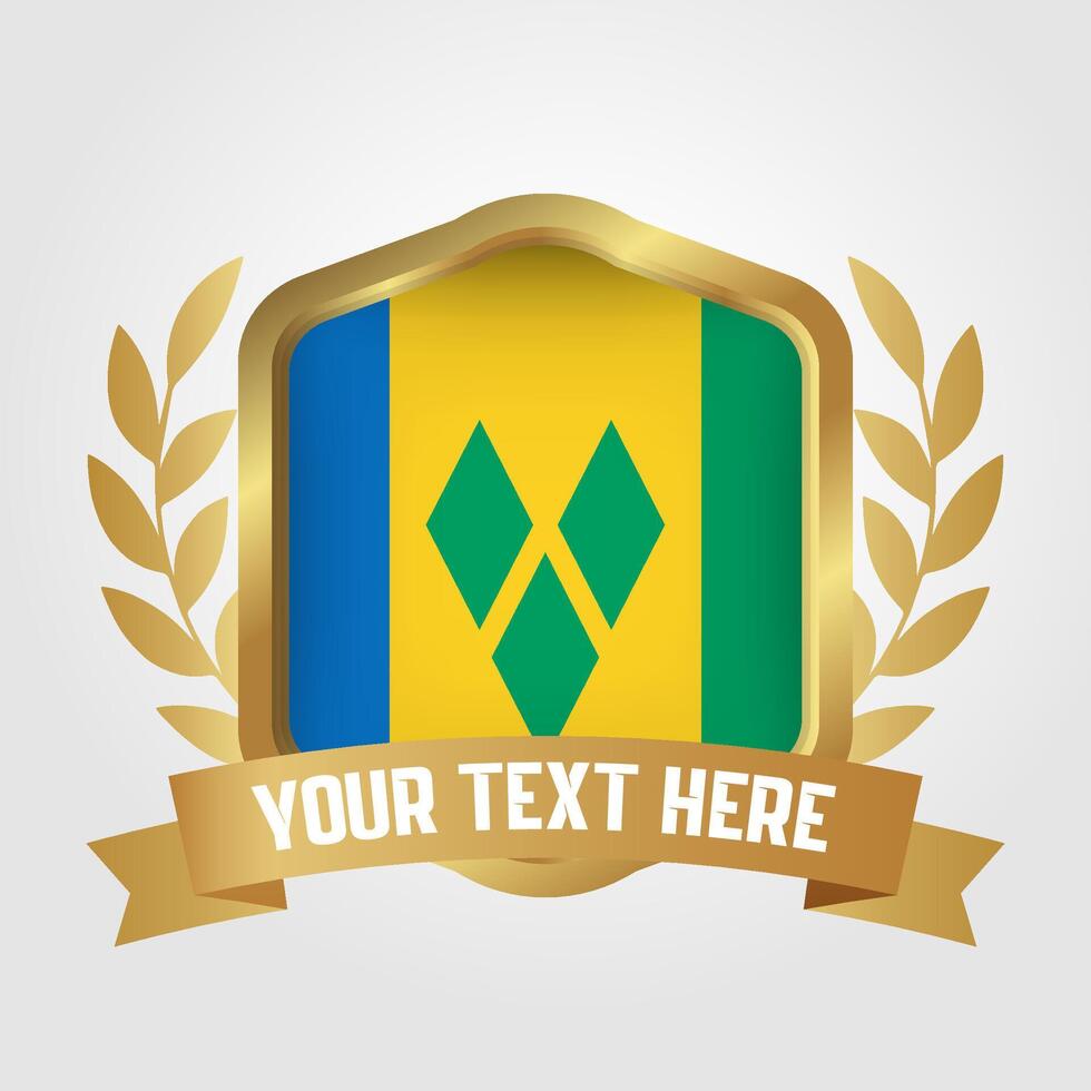 Golden Luxury Saint Vincent and the Grenadines Badge Design vector