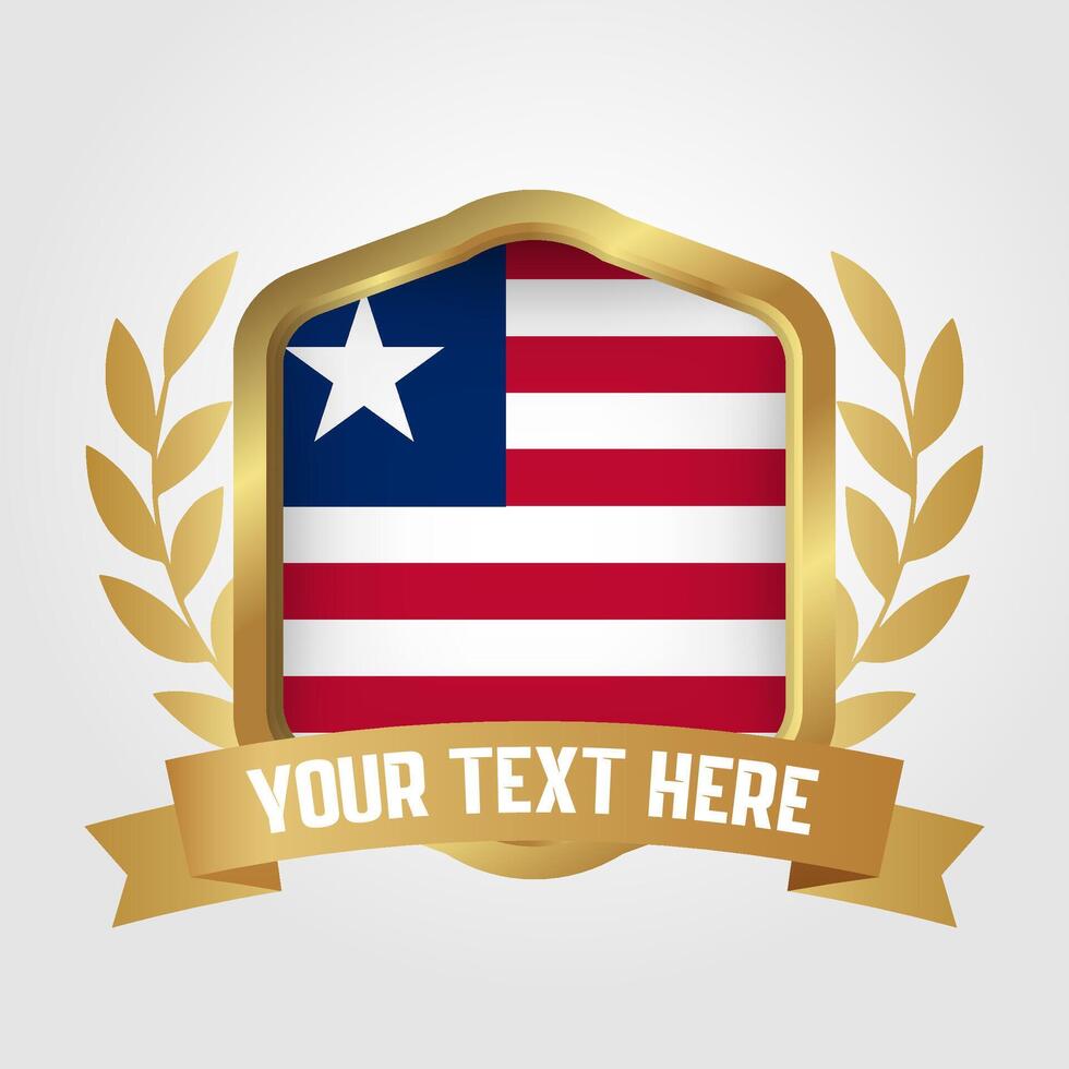 Golden Luxury Liberia Badge Design vector