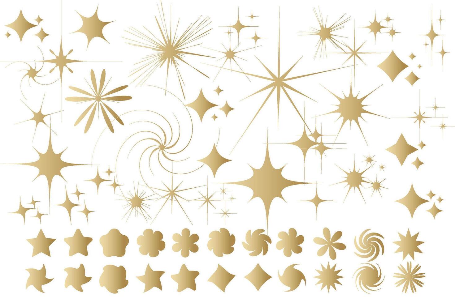 Star sparkle icon. Futuristic shapes. Christmas stars icons. Flashes from fireworks vector