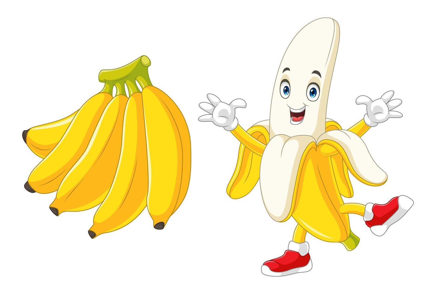 Cartoon banana running and waving hand vector