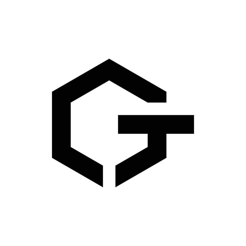 Letter Gt polygon shape modern logo vector