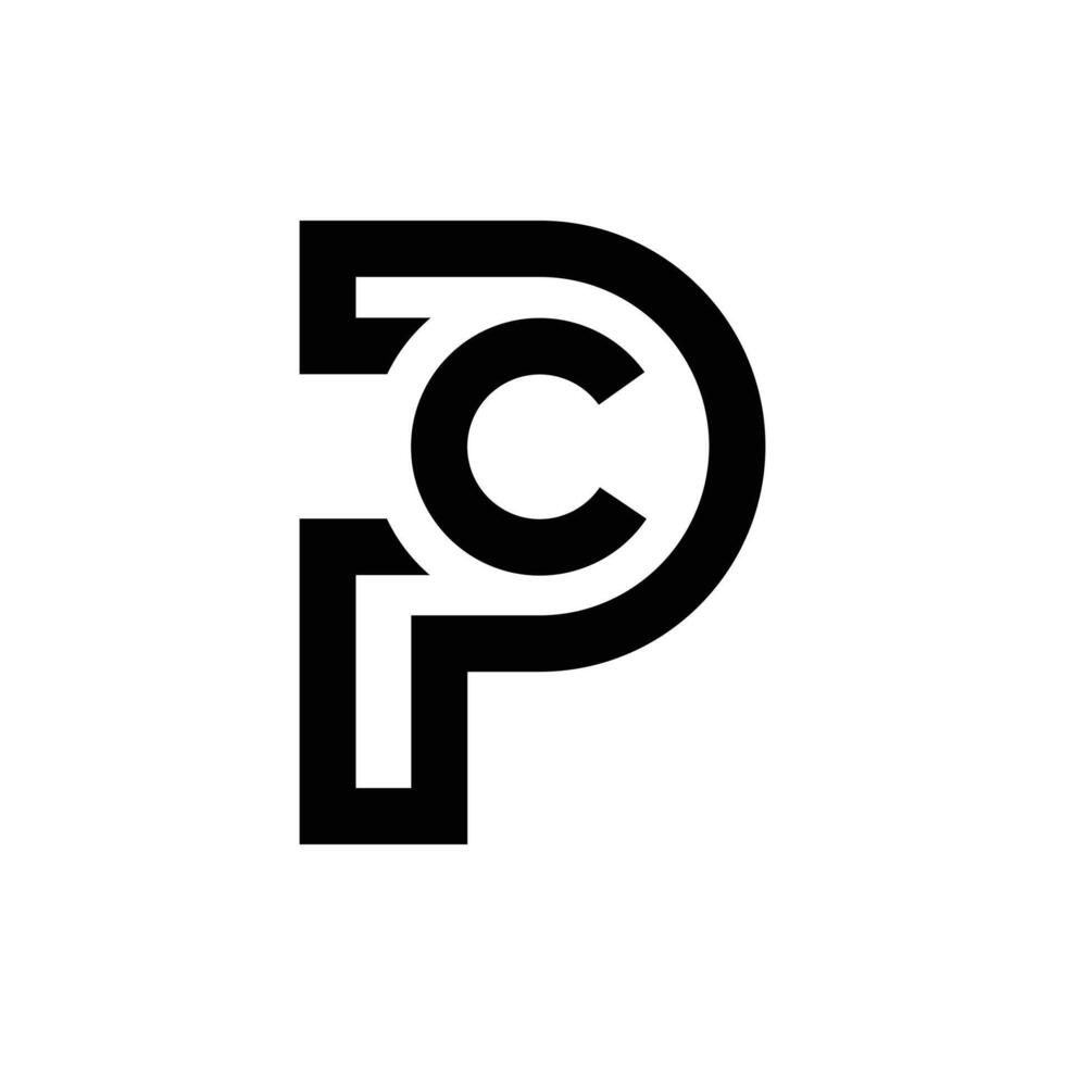 Letter Pc or Cp initial creative minimal logo vector