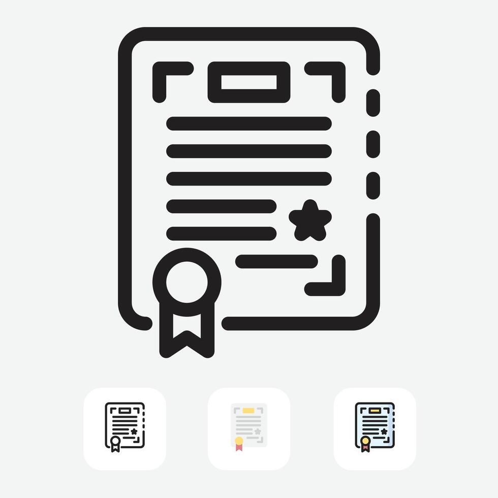 Line Icons for Certificate and Diploma vector