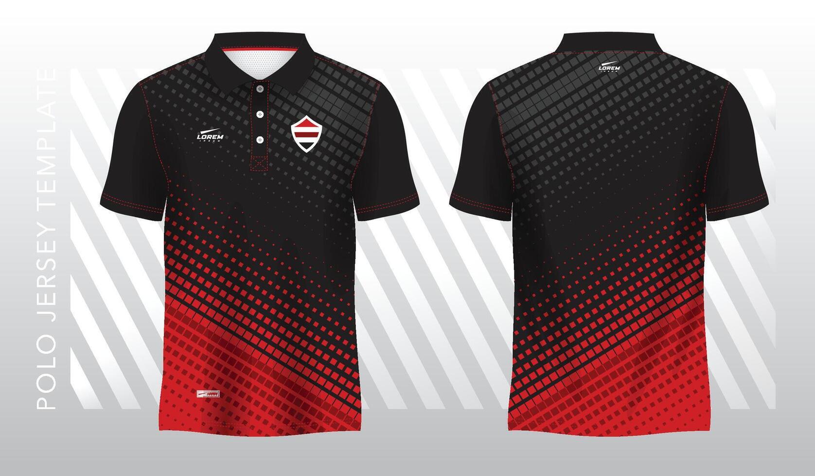 abstract red polo jersey sport. Sport uniform in front and back view. Mock up for sport club. vector