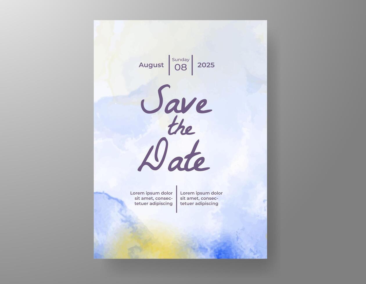 Wedding invitation with abstract watercolor background vector
