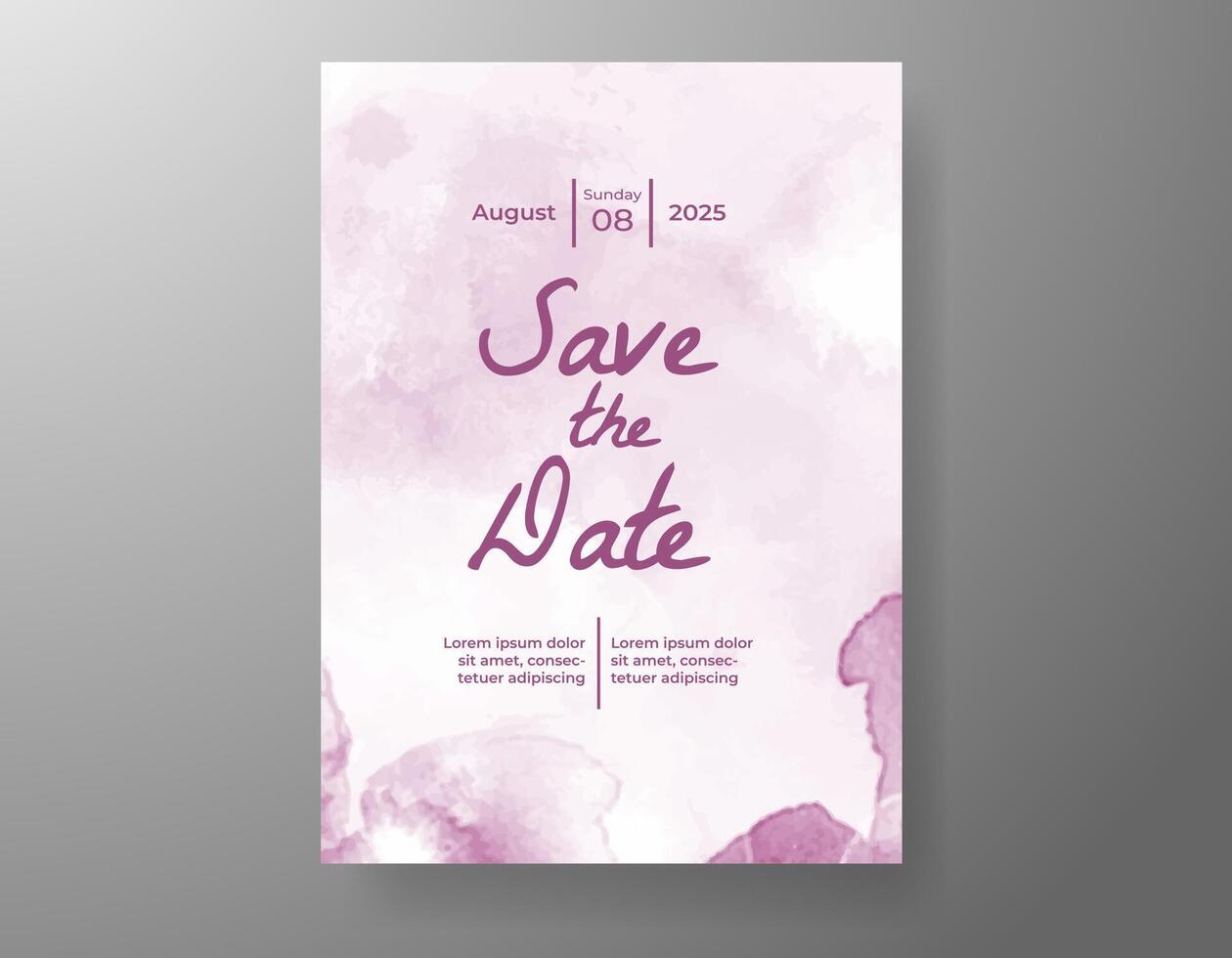 Wedding invitation with abstract watercolor background vector