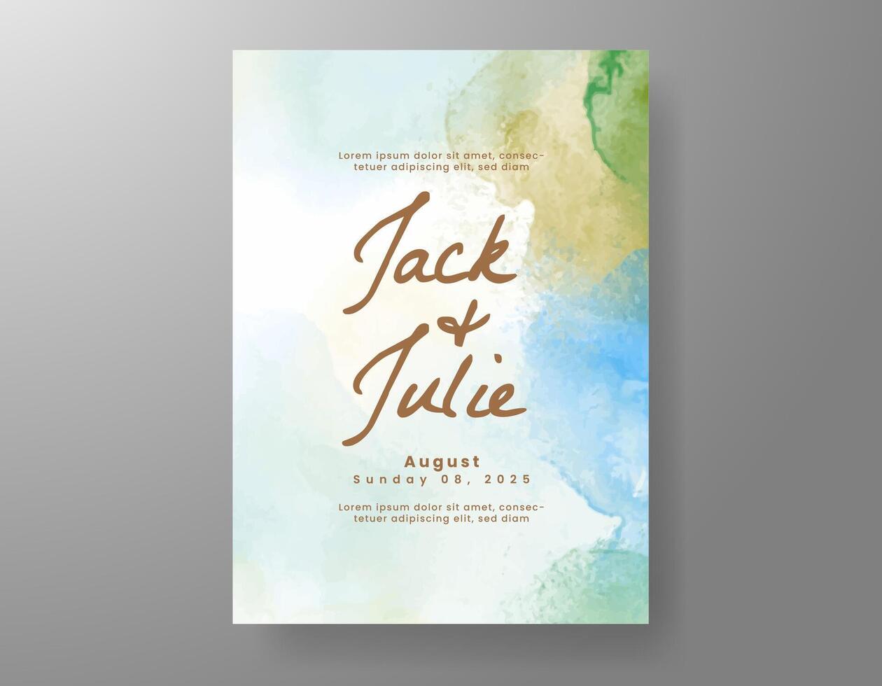 Wedding invitation with abstract watercolor background vector