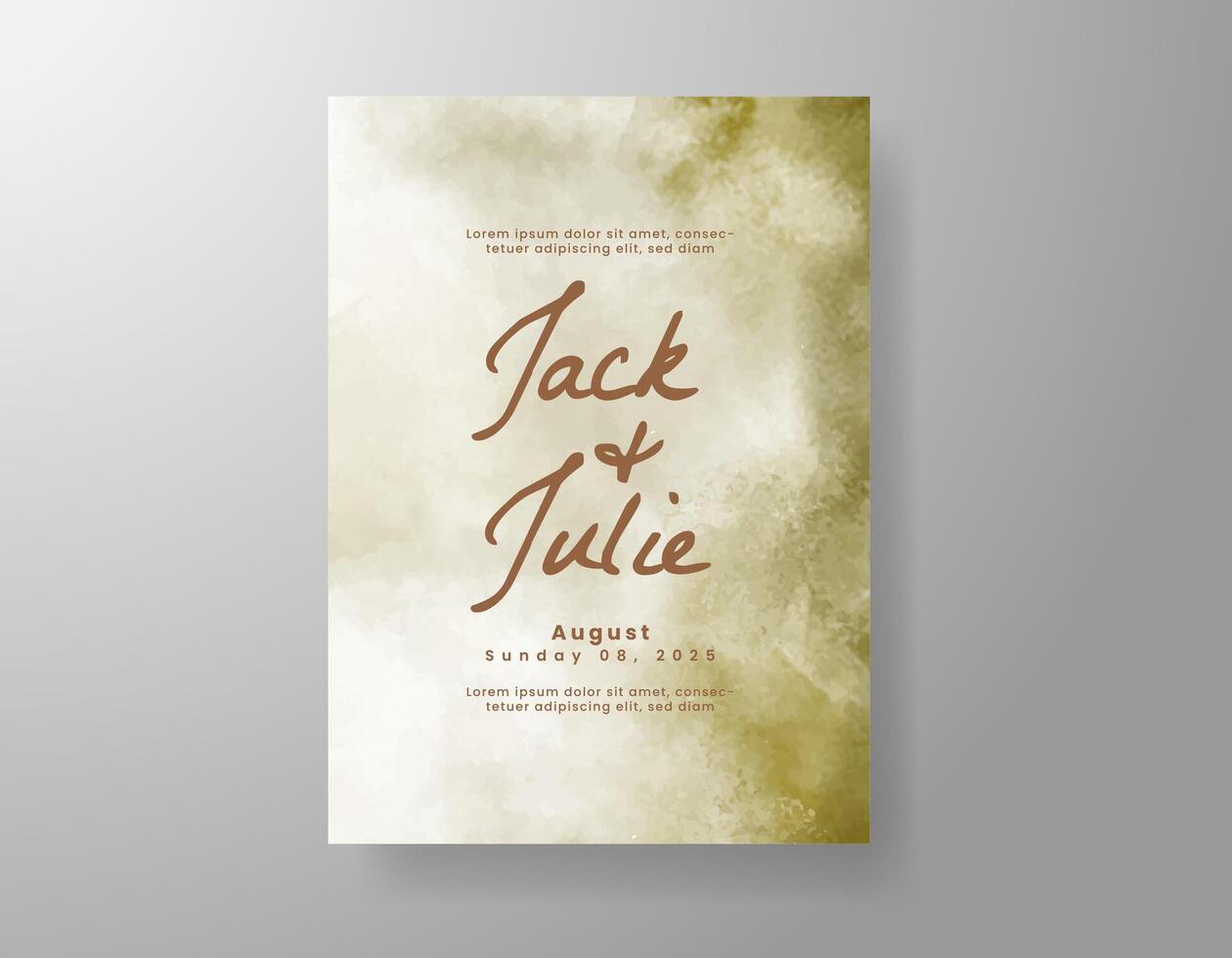 Wedding invitation with abstract watercolor background vector