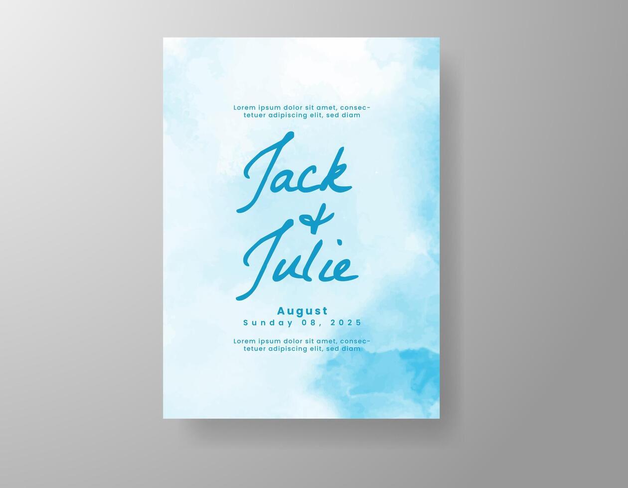 Wedding invitation with abstract watercolor background vector