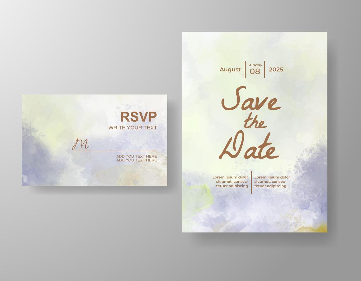 Wedding invitation with abstract watercolor background vector