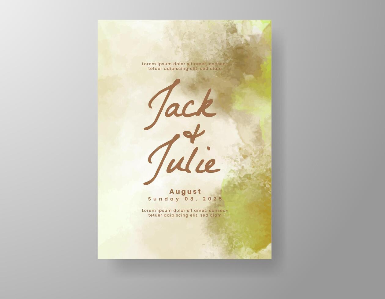 Wedding invitation with abstract watercolor background vector