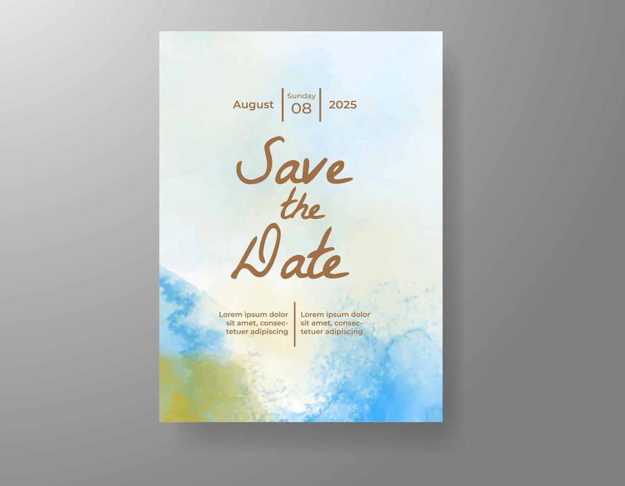 Wedding invitation with abstract watercolor background vector