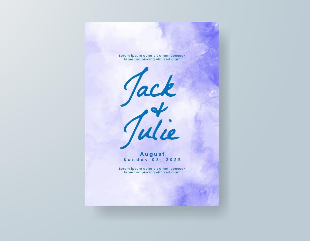 Wedding invitation with abstract watercolor background vector
