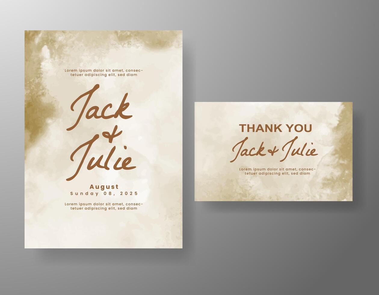 Wedding invitation with abstract watercolor background vector