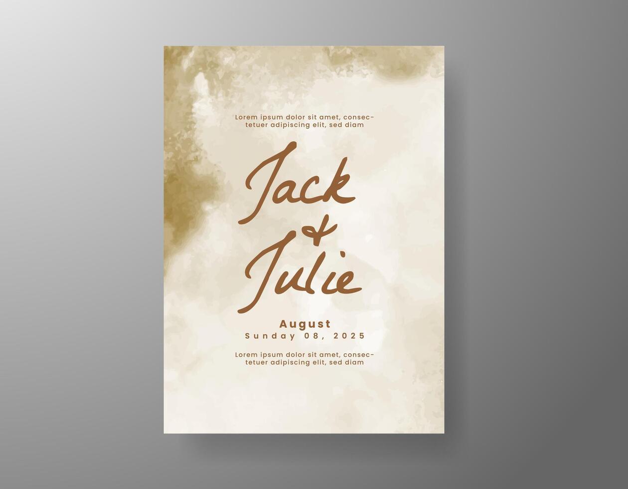 Wedding invitation with abstract watercolor background vector