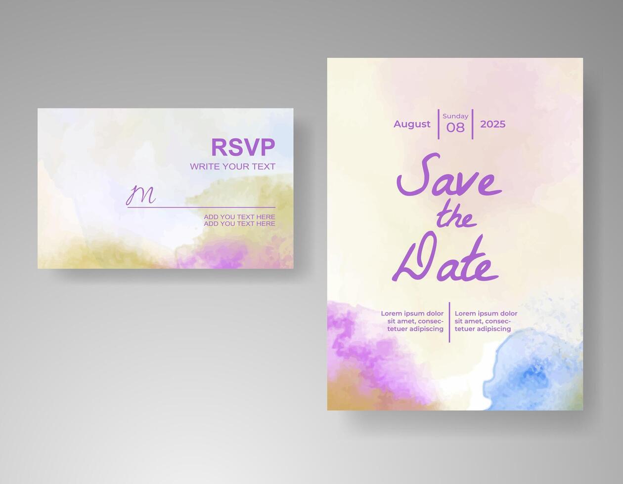Wedding invitation with abstract watercolor background vector