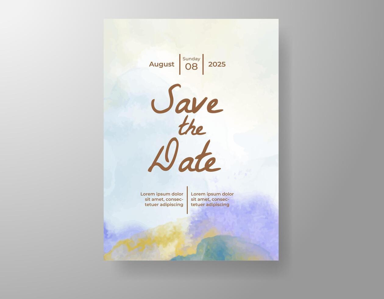 Wedding invitation with abstract watercolor background vector