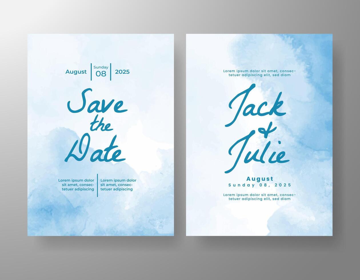 Wedding invitation with abstract watercolor background vector