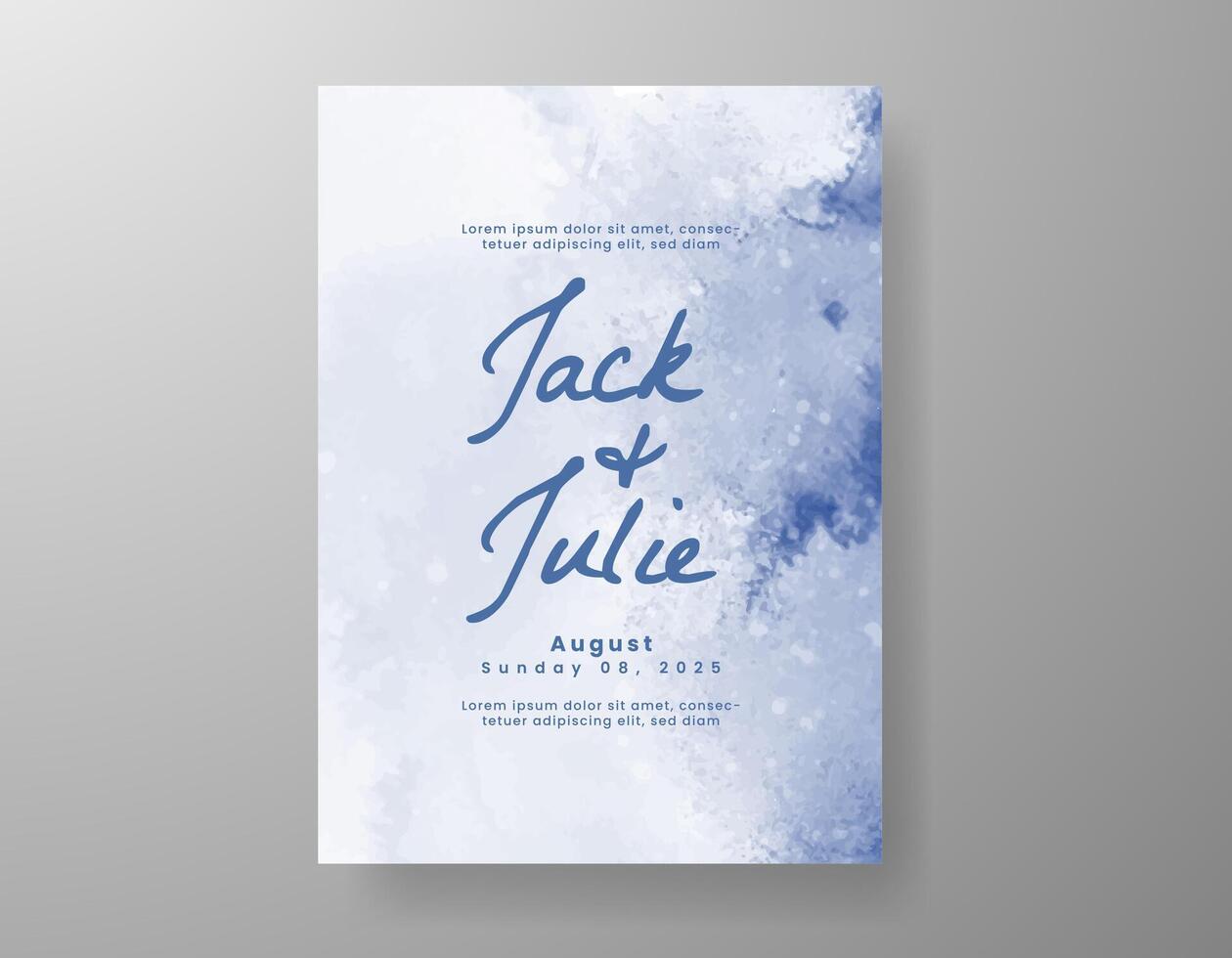Wedding invitation with abstract watercolor background vector