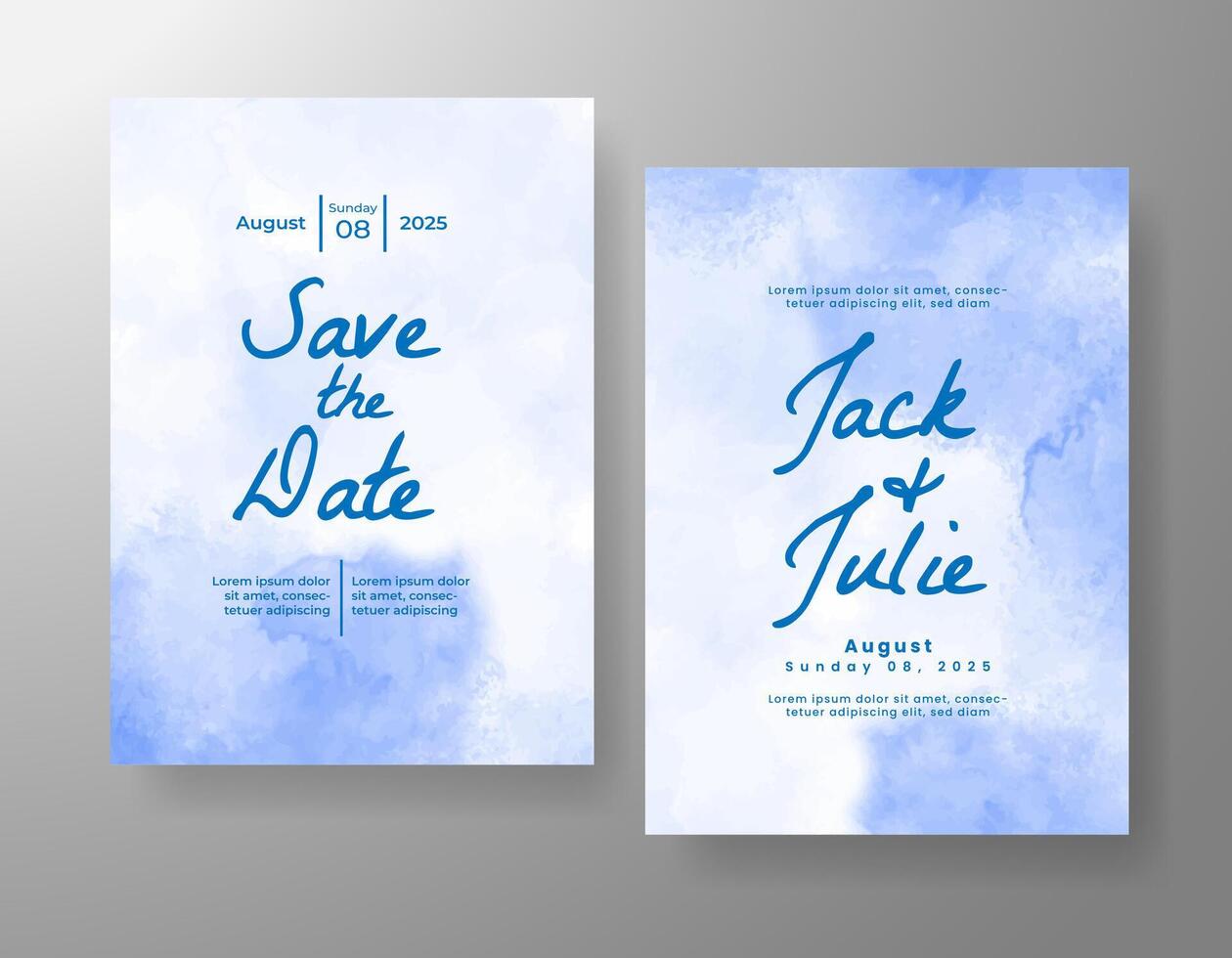 Wedding invitation with abstract watercolor background vector