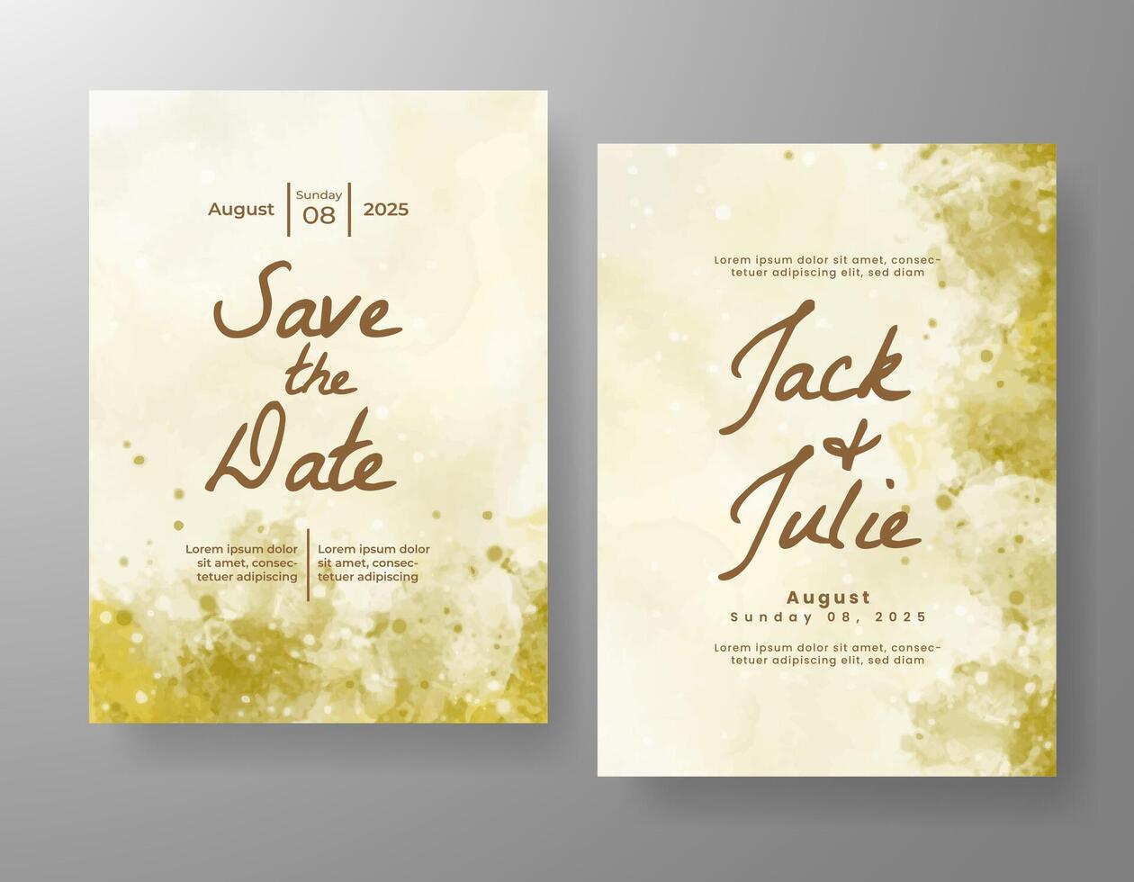 Wedding invitation with abstract watercolor background vector