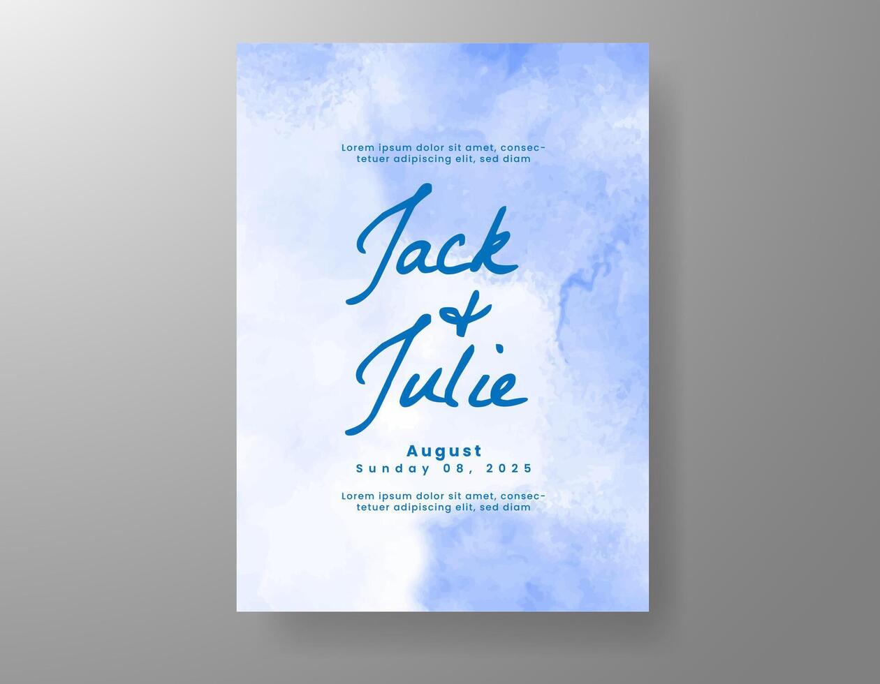 Wedding invitation with abstract watercolor background vector