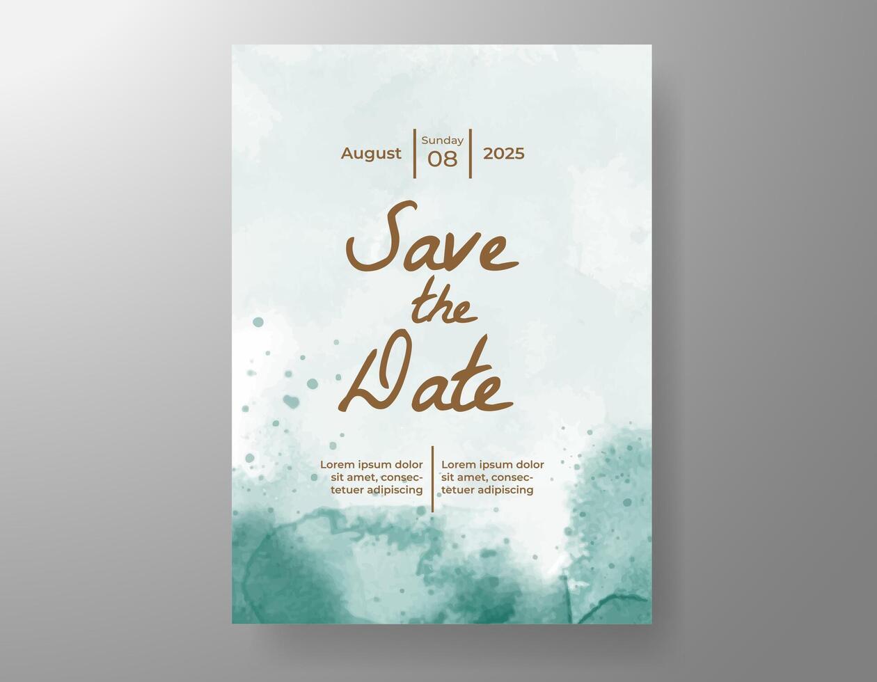 Wedding invitation with abstract watercolor background vector