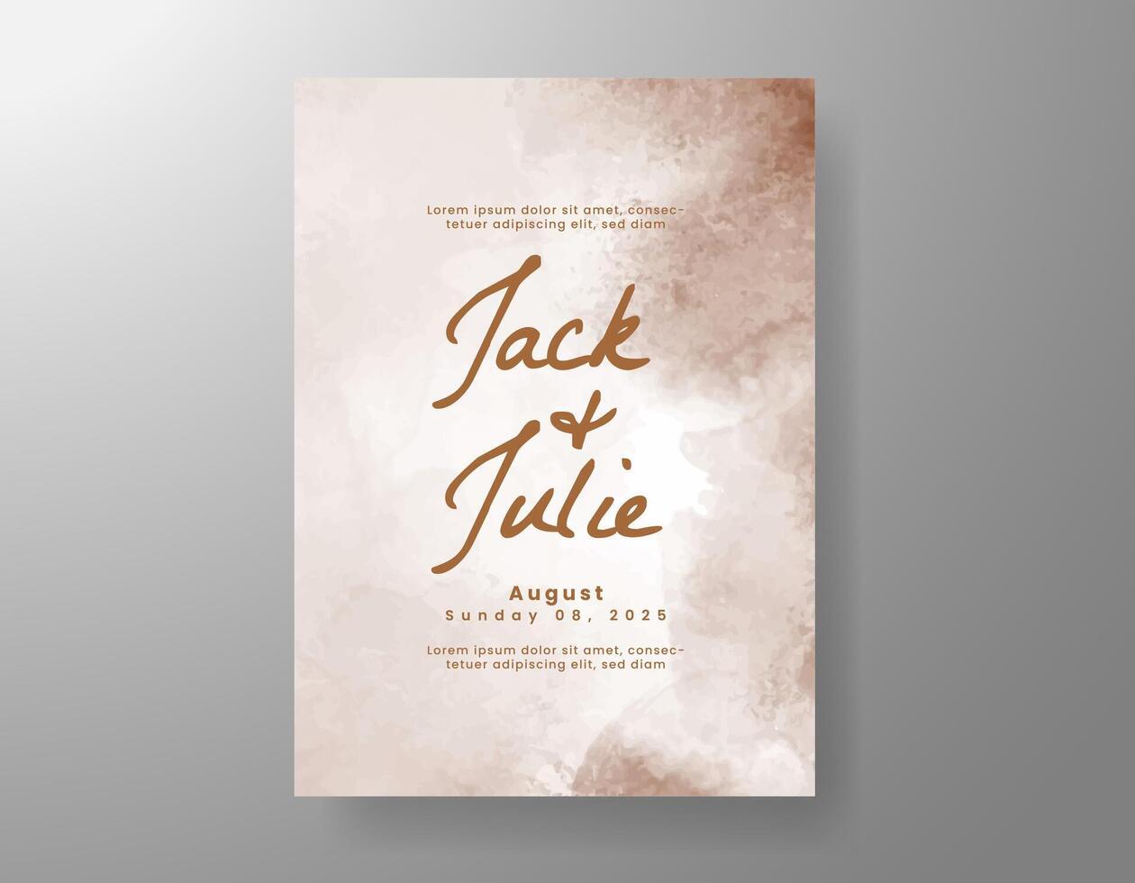 Wedding invitation with abstract watercolor background vector
