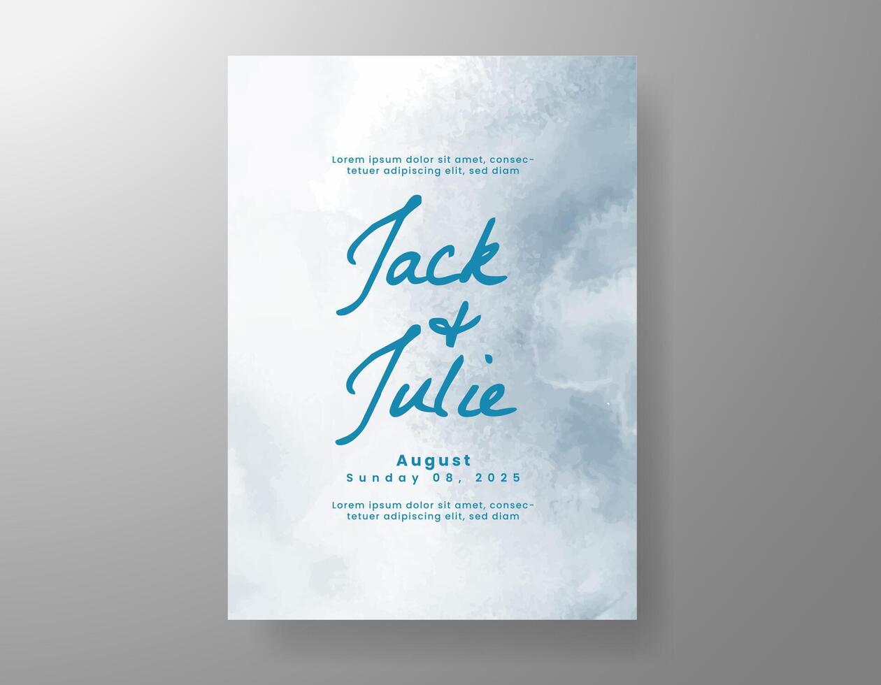 Wedding invitation with abstract watercolor background vector
