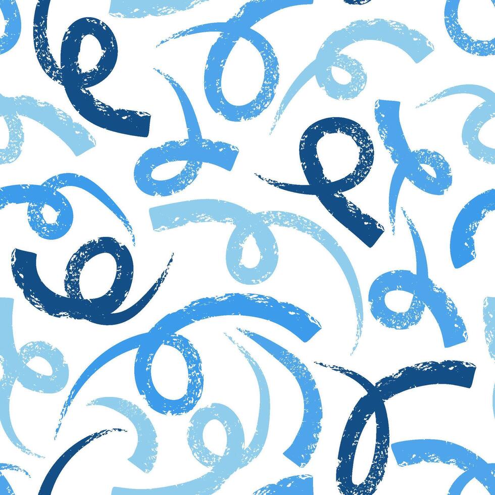 Seamless pattern with textured wavy and curly lines. Abstract background with brush strokes. Great for textile, fabric, wallpaper, wrapping, scrapbook and packaging vector